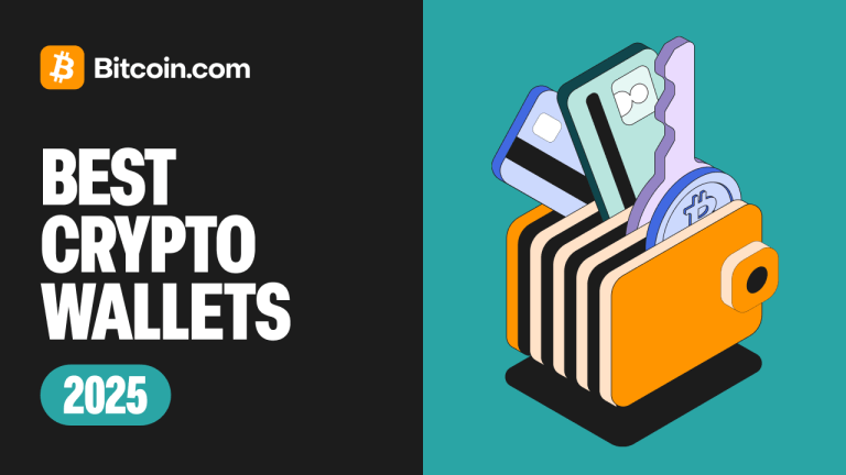 Graphic with the text “Bitcoin.com” and “Best Crypto Wallets 2025” representing a crypto wallet comparison overview.