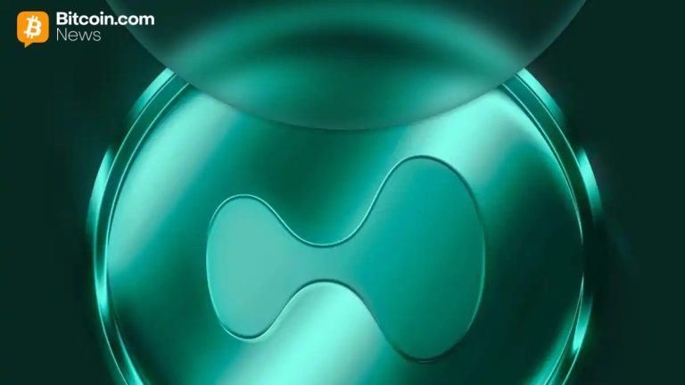 Hyperliquid logo against a bottle green backdrop.