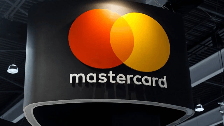 Mastercard event setup with logo design.