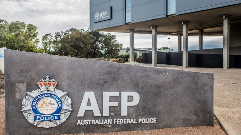 Australian federal Police logo on the wall of a Adelaide police station