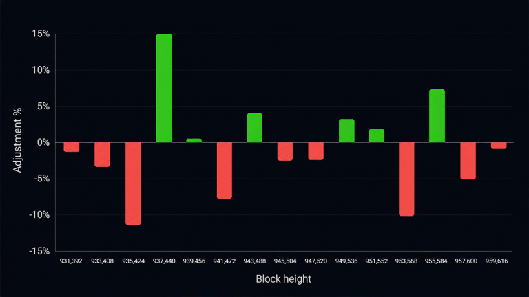 Bitcoin difficulty adjustments in 2026.