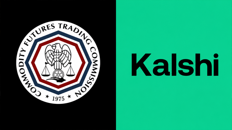 CFTC logo and Kalshi logo half-in-half.