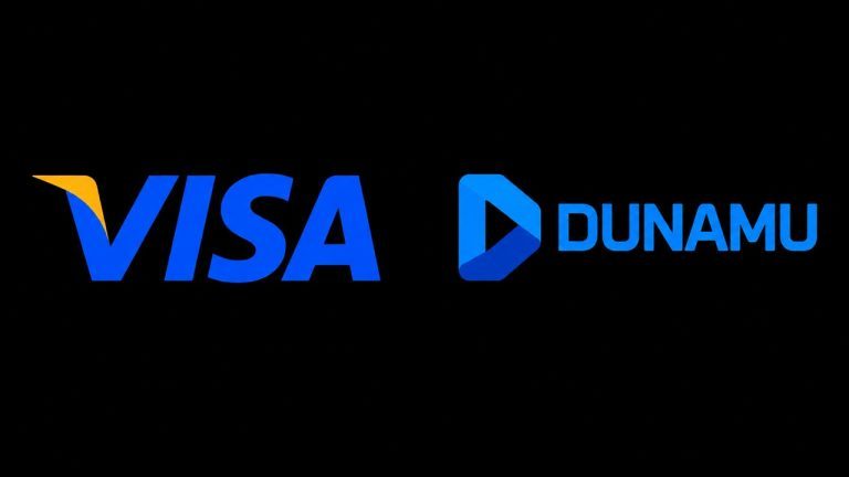 Visa logo on one side and Dunamu on the other