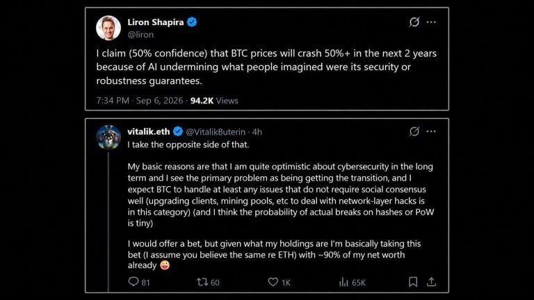 Vitalik Buterin's response to BTC doomsdayer