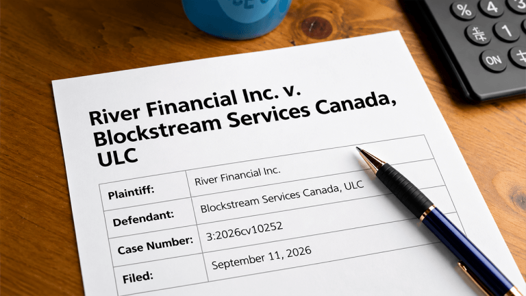 River Financial and Blockstream Services Canada ULC lawsuit