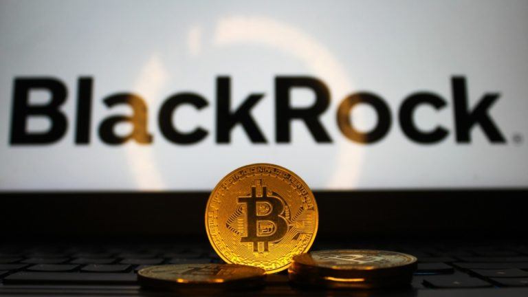 Bitcoin with Blackrock logo